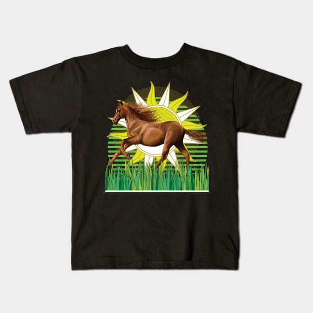 Pferd reitet in der Sonne richtigung Freiheit Kids T-Shirt by Chipity-Design